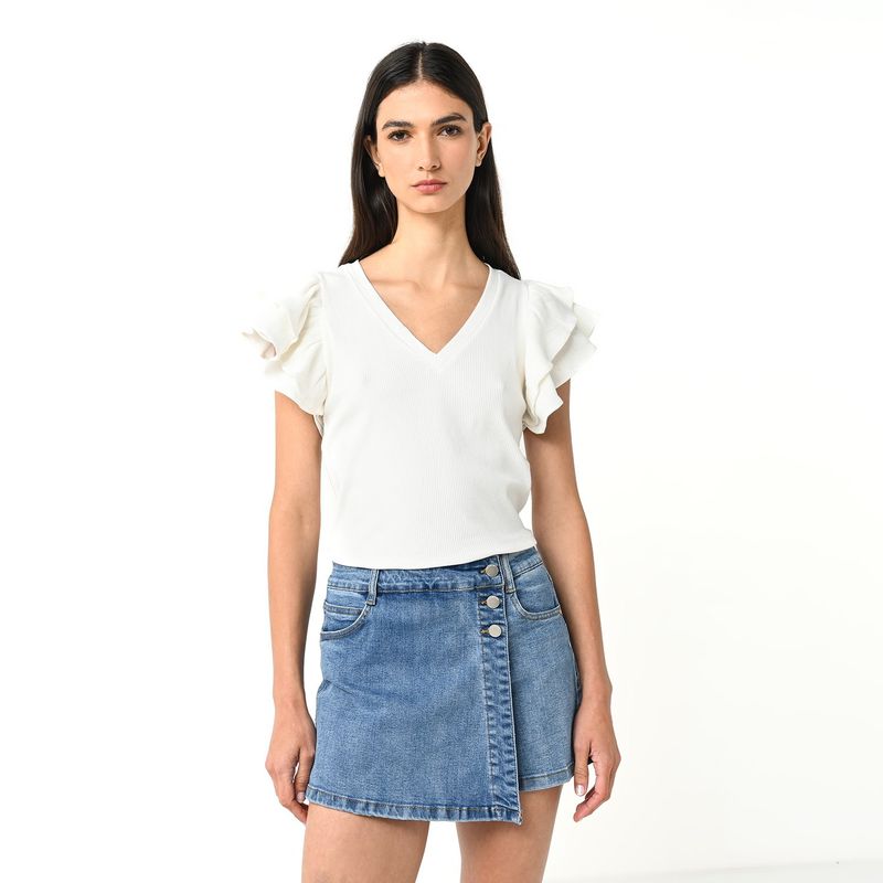 BASEMENT - Falda short Mujer Tiro alto de Algodón Basement