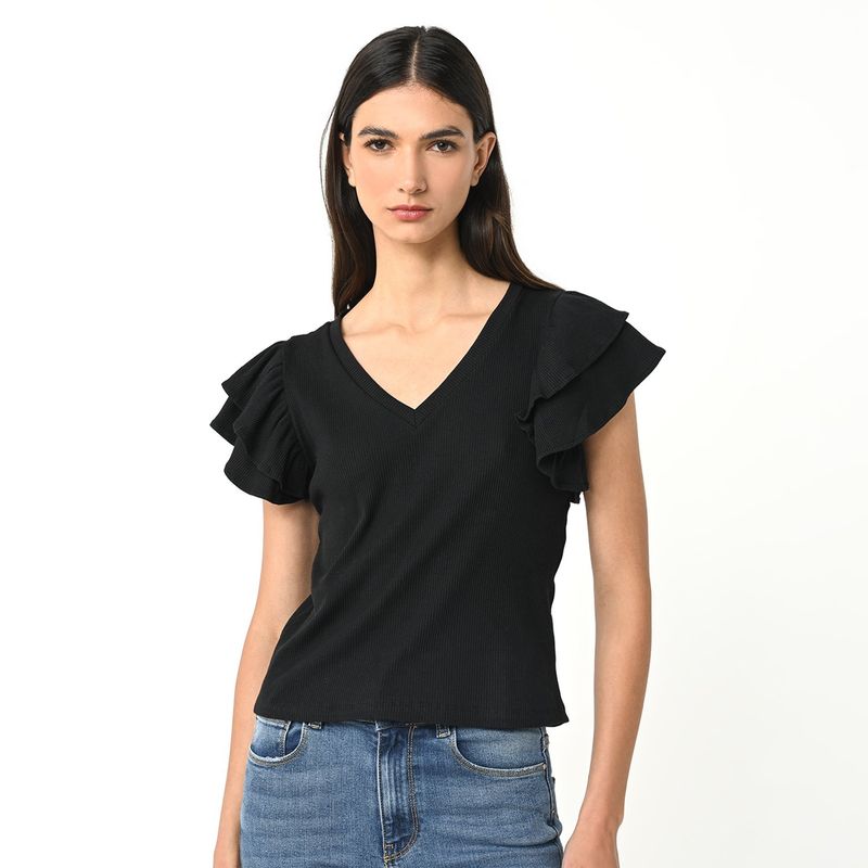 BASEMENT - Blusa Mujer Manga corta globo de Algodón Basement