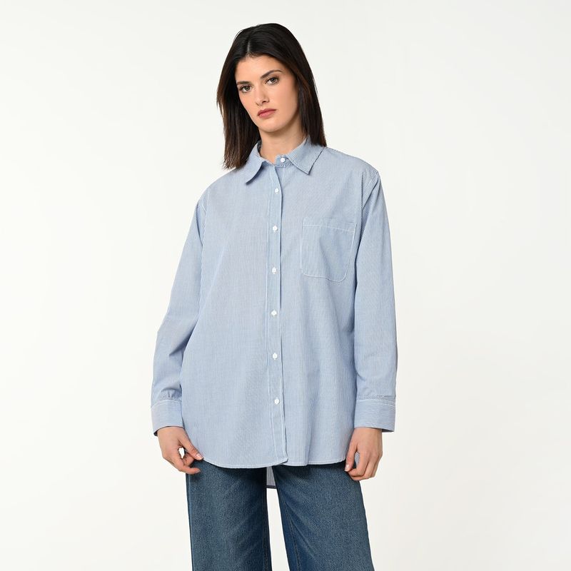 BASEMENT - Camisa Mujer Manga larga de Algodón Basement