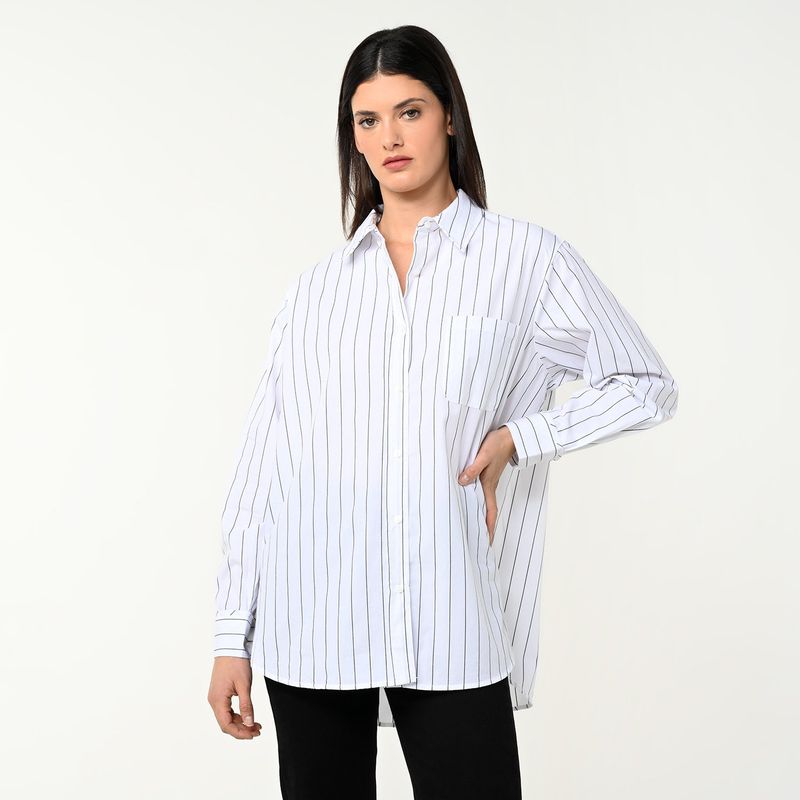 BASEMENT - Camisa Mujer Manga larga de Algodón Basement