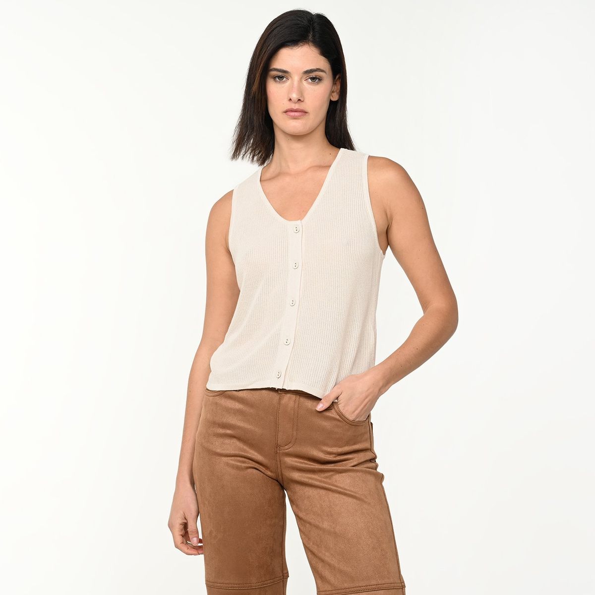 BASEMENT - Blusa Mujer con Tejido Sin mangas Basement