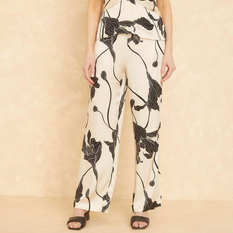 APOLOGY - Pantalón Recto Mujer Tiro alto con Flores Apology