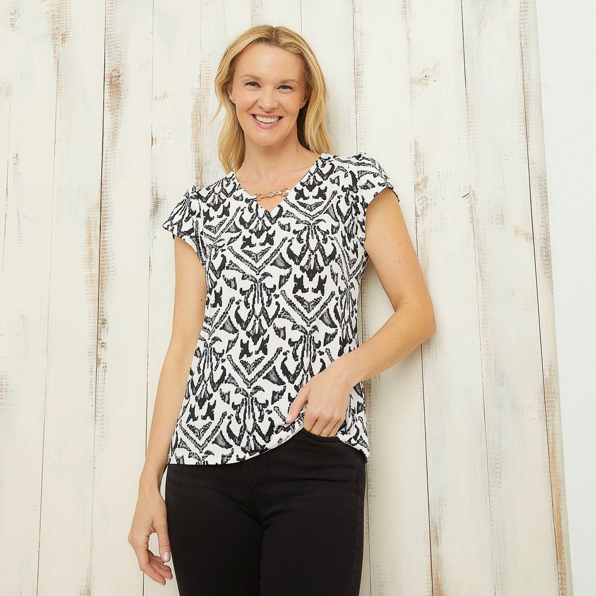 SOUTHLAND - Blusa Mujer con Estampado Manga corta de Poliéster reciclado Southland