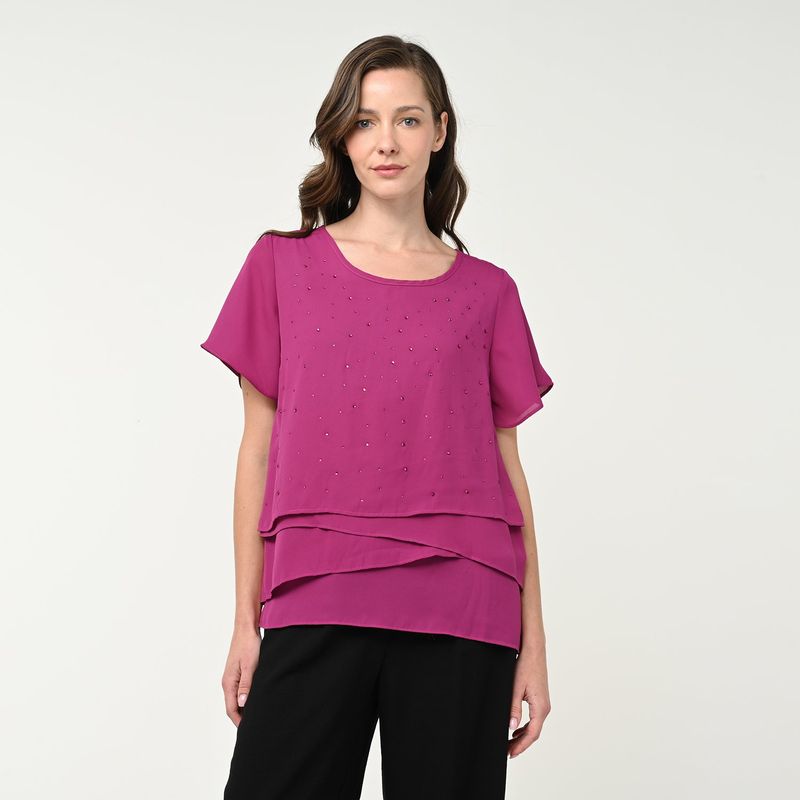 SOUTHLAND - Blusa Mujer Con aplique Manga corta Southland
