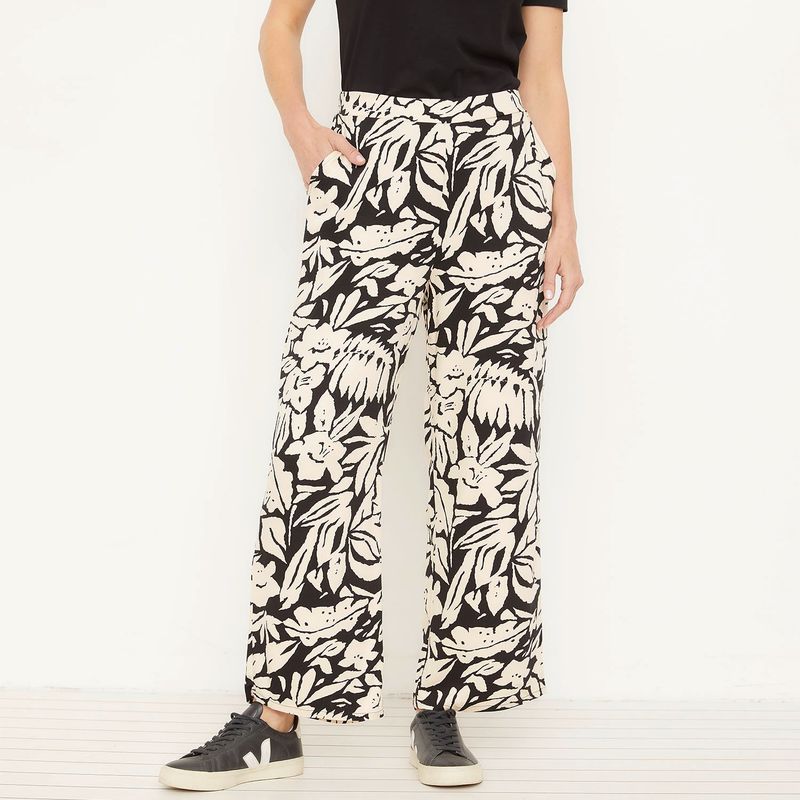 NEWPORT - Pantalón Palazzo Mujer Tiro alto Animal print Newport