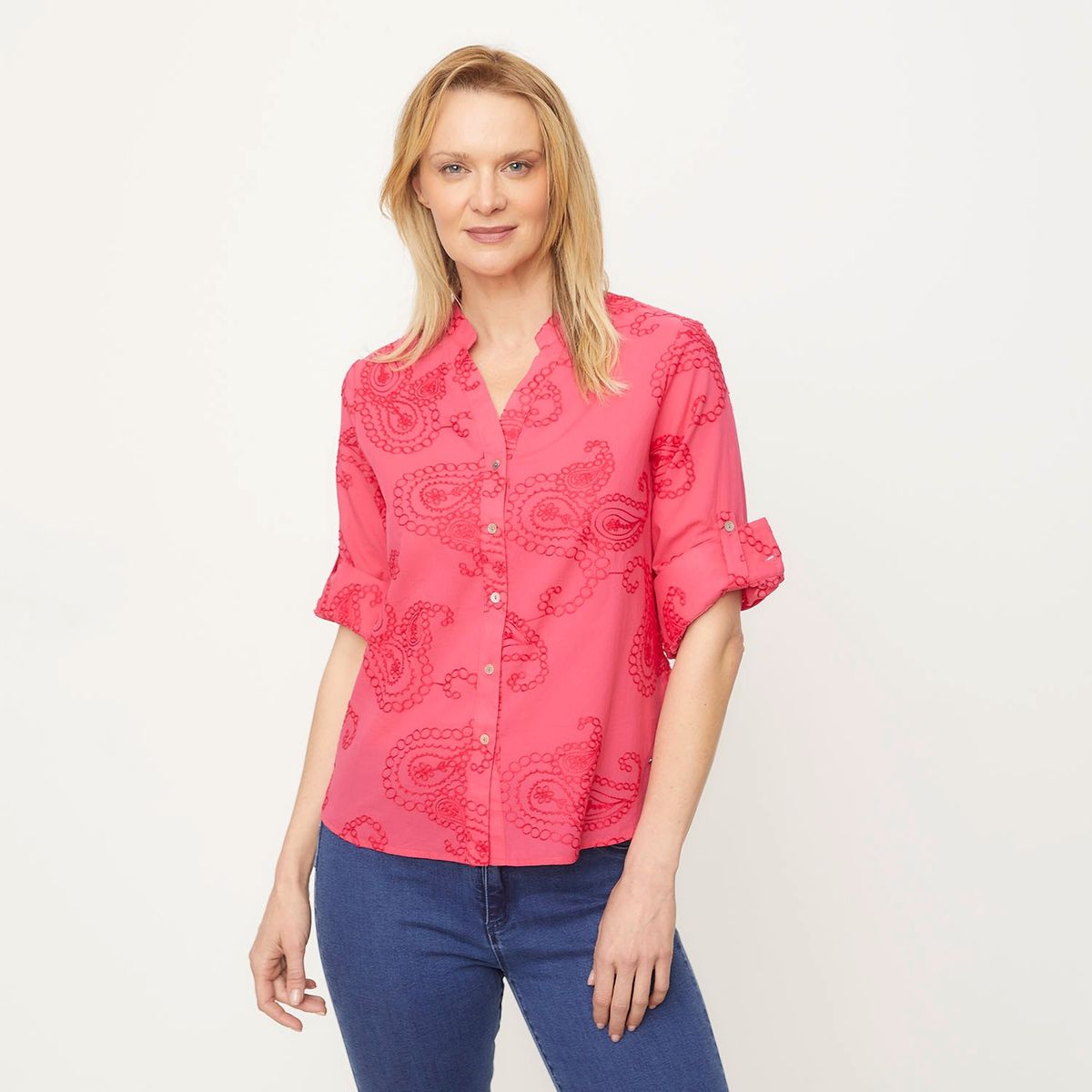 NEWPORT - Blusa Mujer con Bordado Manga larga de Algodón Newport