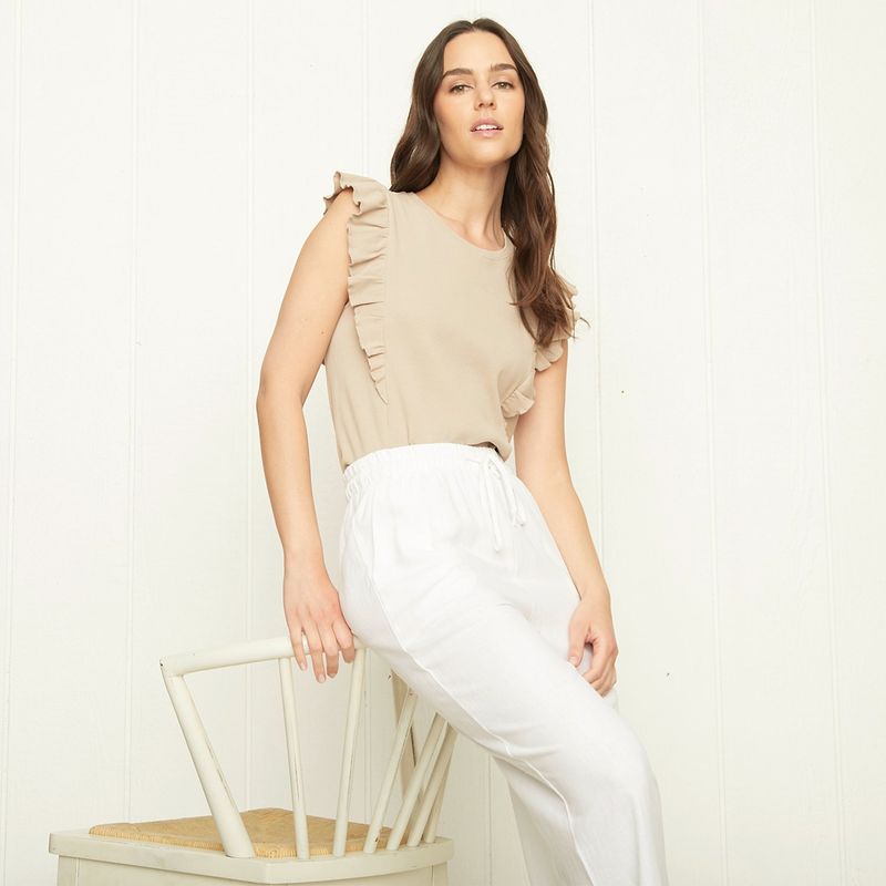 UNIVERSITY CLUB - Blusa Mujer con Boleros Sin mangas de Algodón University Club