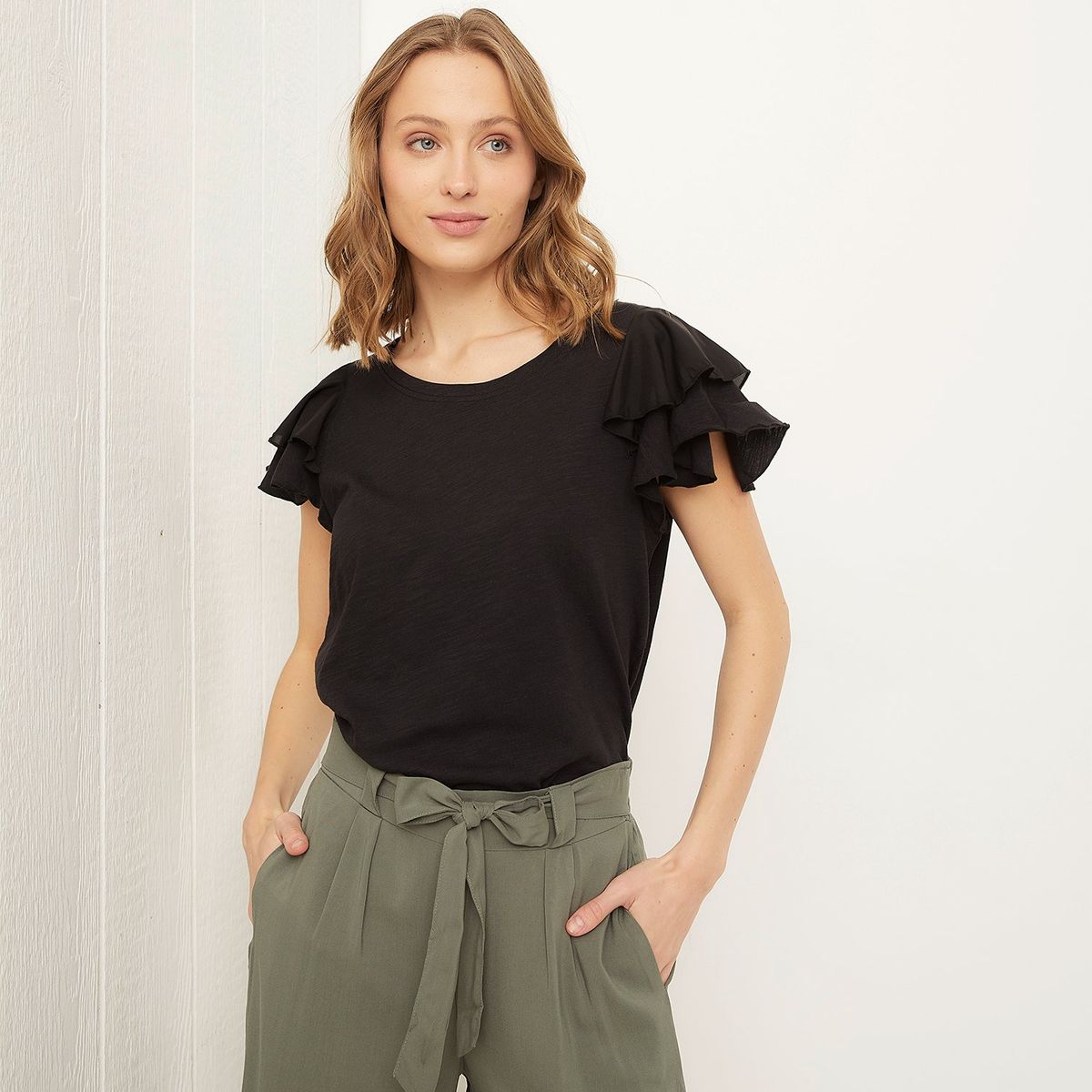 UNIVERSITY CLUB - Blusa Mujer con Boleros Manga corta de Algodón University Club