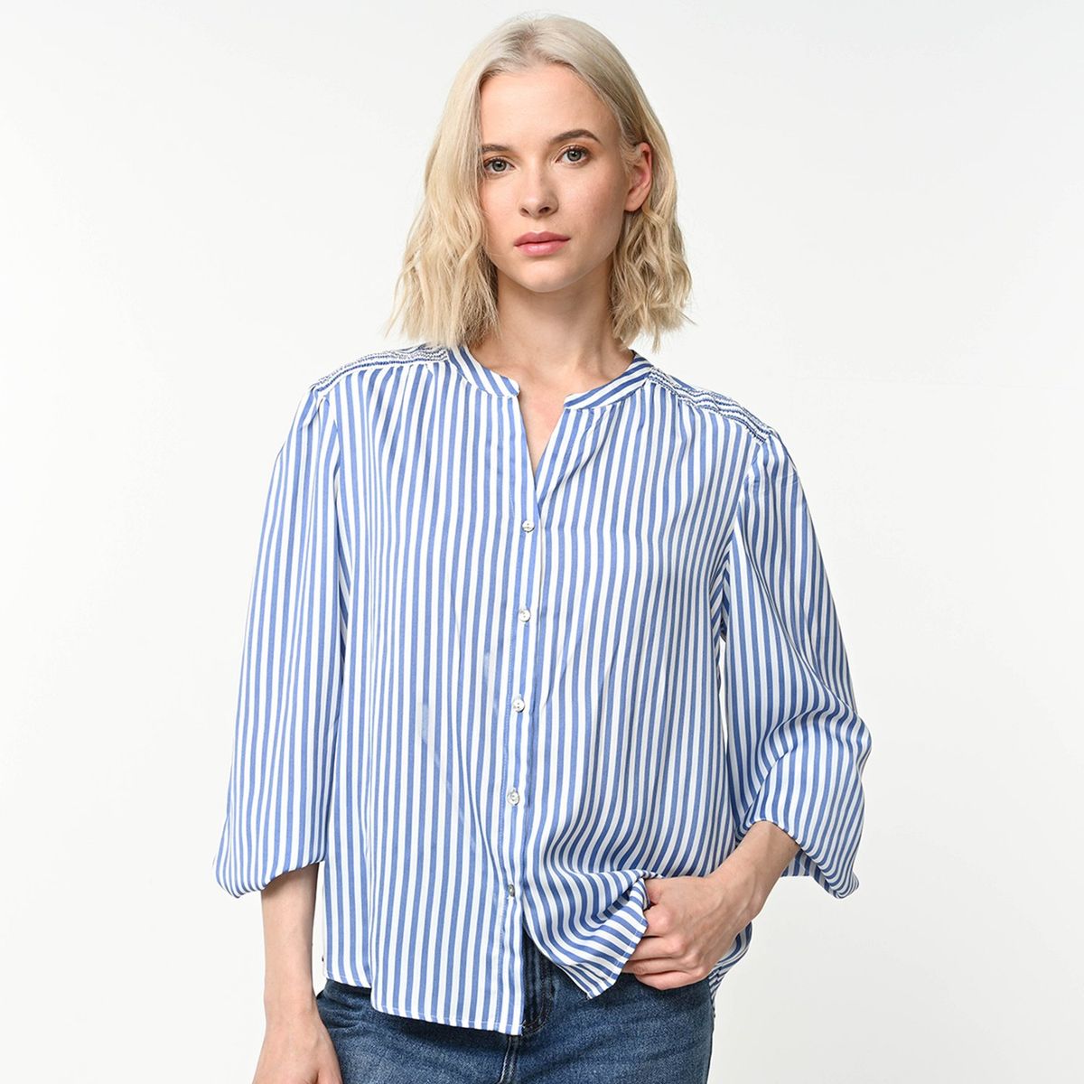 UNIVERSITY CLUB - Blusa Mujer Manga larga globo Satín University Club