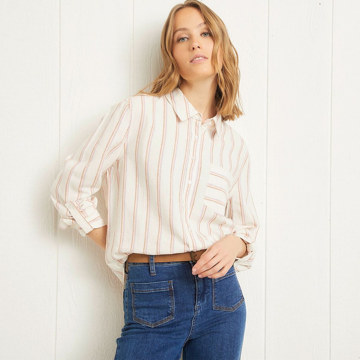 UNIVERSITY CLUB - Camisa Mujer Manga larga Lino University Club