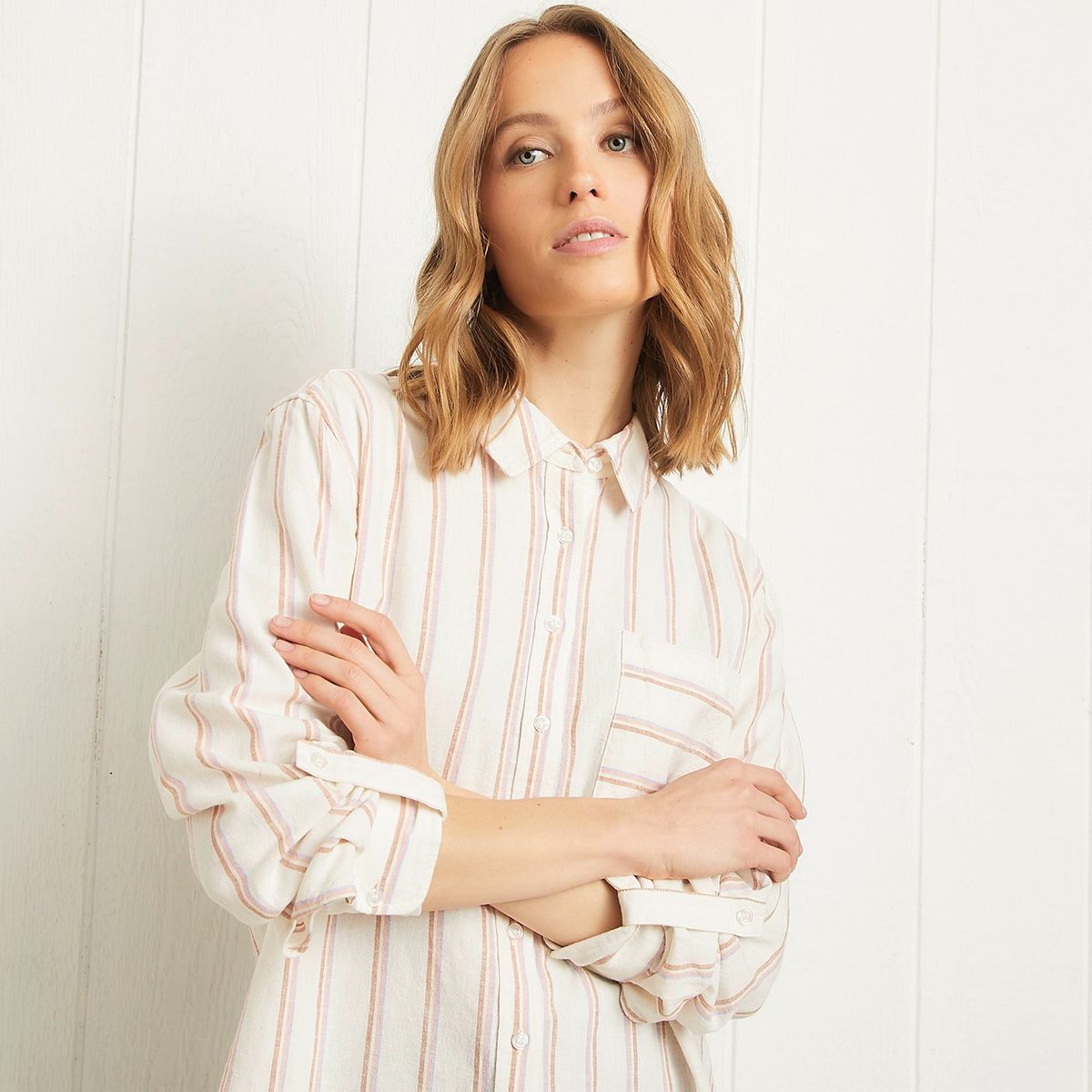 UNIVERSITY CLUB - Camisa Mujer Manga larga Lino University Club