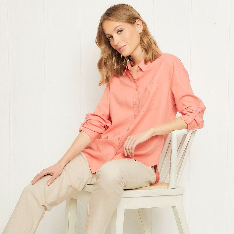 UNIVERSITY CLUB - Camisa Mujer Manga larga Lino University Club