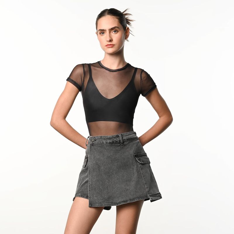 DENIMLAB - Falda de jean Mini Mujer de Algodón Denimlab
