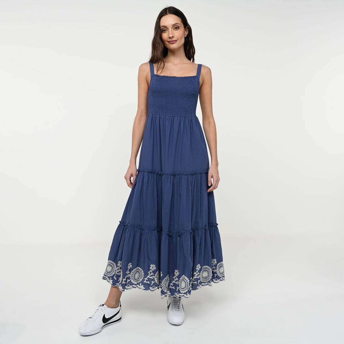 SYBILLA - Vestido Mujer Largo con Bordado de Algodón Sybilla