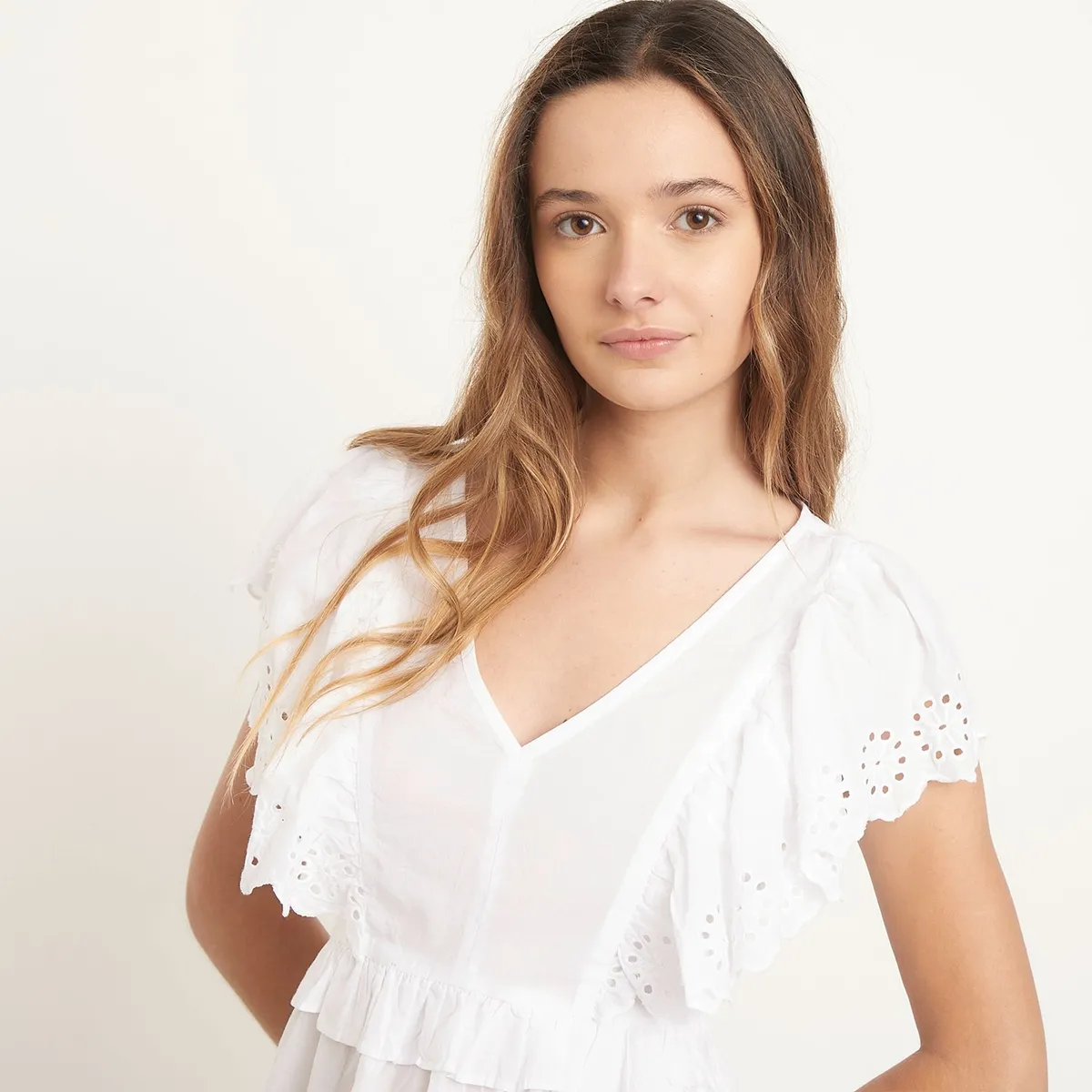 SYBILLA - Blusa Mujer Ojalillo Sin mangas de Algodón Sybilla