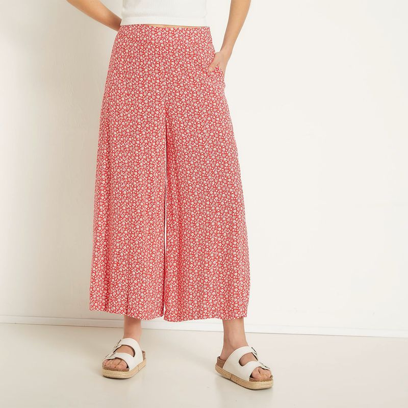 SYBILLA - Pantalón Culotte Mujer Tiro alto Animal print Sybilla