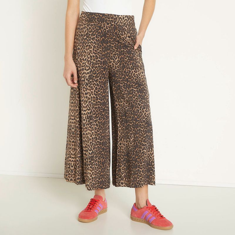 SYBILLA - Pantalón Culotte Mujer Tiro alto Animal print Sybilla