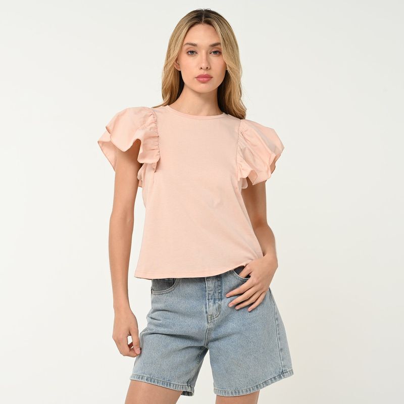 SYBILLA - Blusa Mujer con Boleros Manga corta globo de Algodón Sybilla