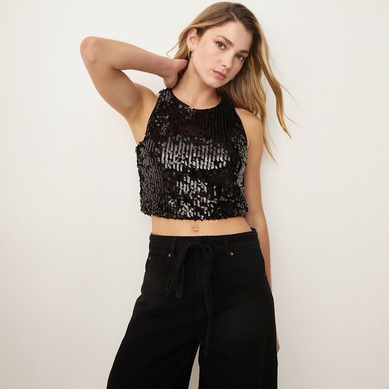 SYBILLA - Top esqueleto Mujer Lentejuelas Sin mangas Sybilla