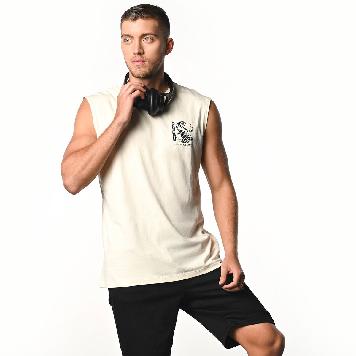 DENIMLAB - Camiseta Hombre Sin mangas Con Estampado de Algodón Denimlab