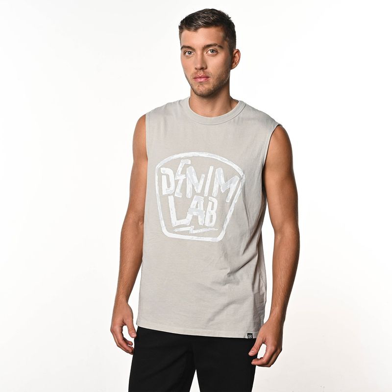DENIMLAB - Camiseta Hombre Sin mangas Con Estampado de Algodón Denimlab