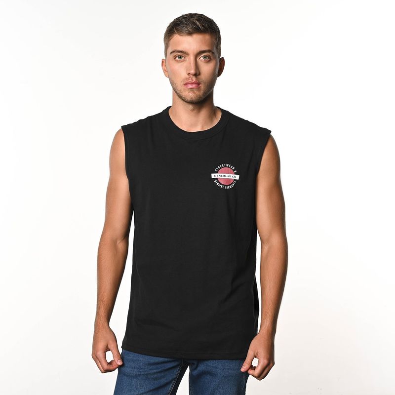 DENIMLAB - Camiseta Hombre Sin mangas Con Estampado de Algodón Denimlab