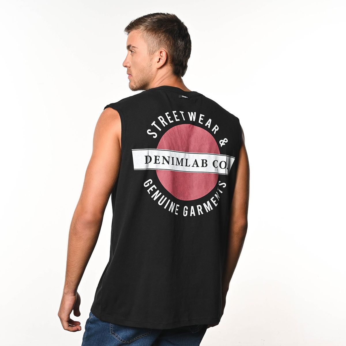 DENIMLAB - Camiseta Hombre Sin mangas Con Estampado de Algodón Denimlab
