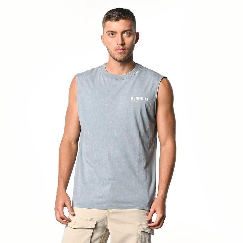 DENIMLAB - Camiseta Hombre Sin mangas Con Estampado de Algodón Denimlab