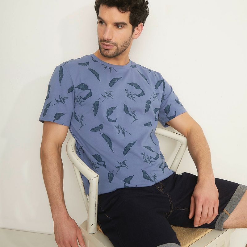 NEWPORT - Camiseta Hombre Manga corta con Estampado de Algodón Newport