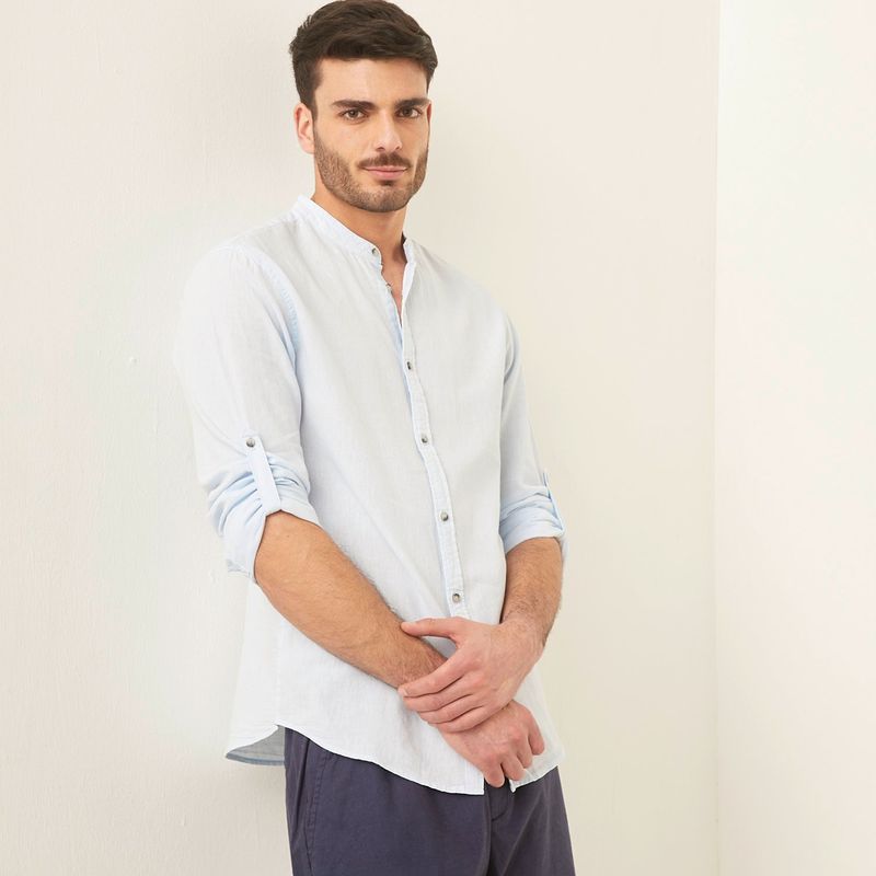 BASEMENT - Camisa Hombre Manga larga Slim de Lino Basement