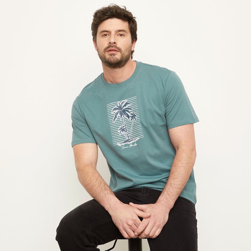 NEWPORT - Camiseta Hombre Manga corta con Estampado de Algodón Newport