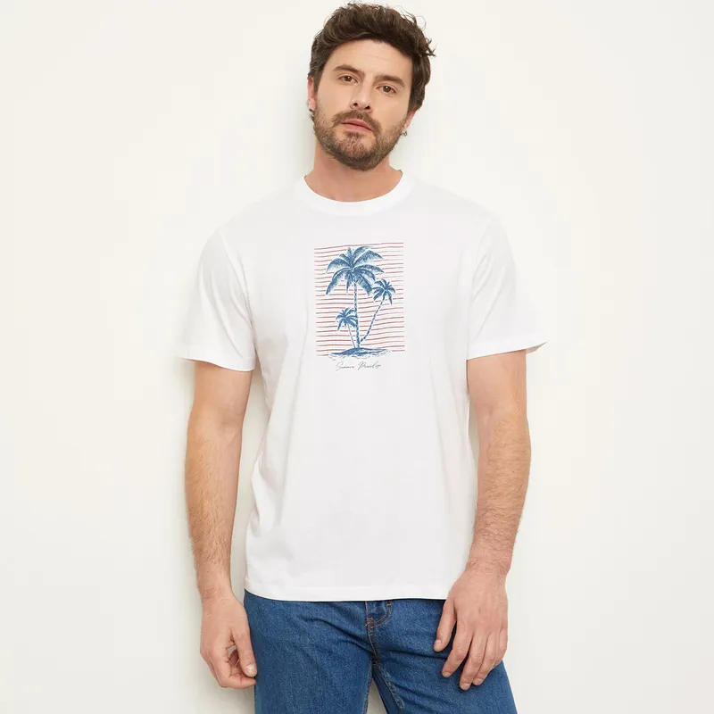 NEWPORT - Camiseta Hombre Manga corta con Estampado de Algodón Newport