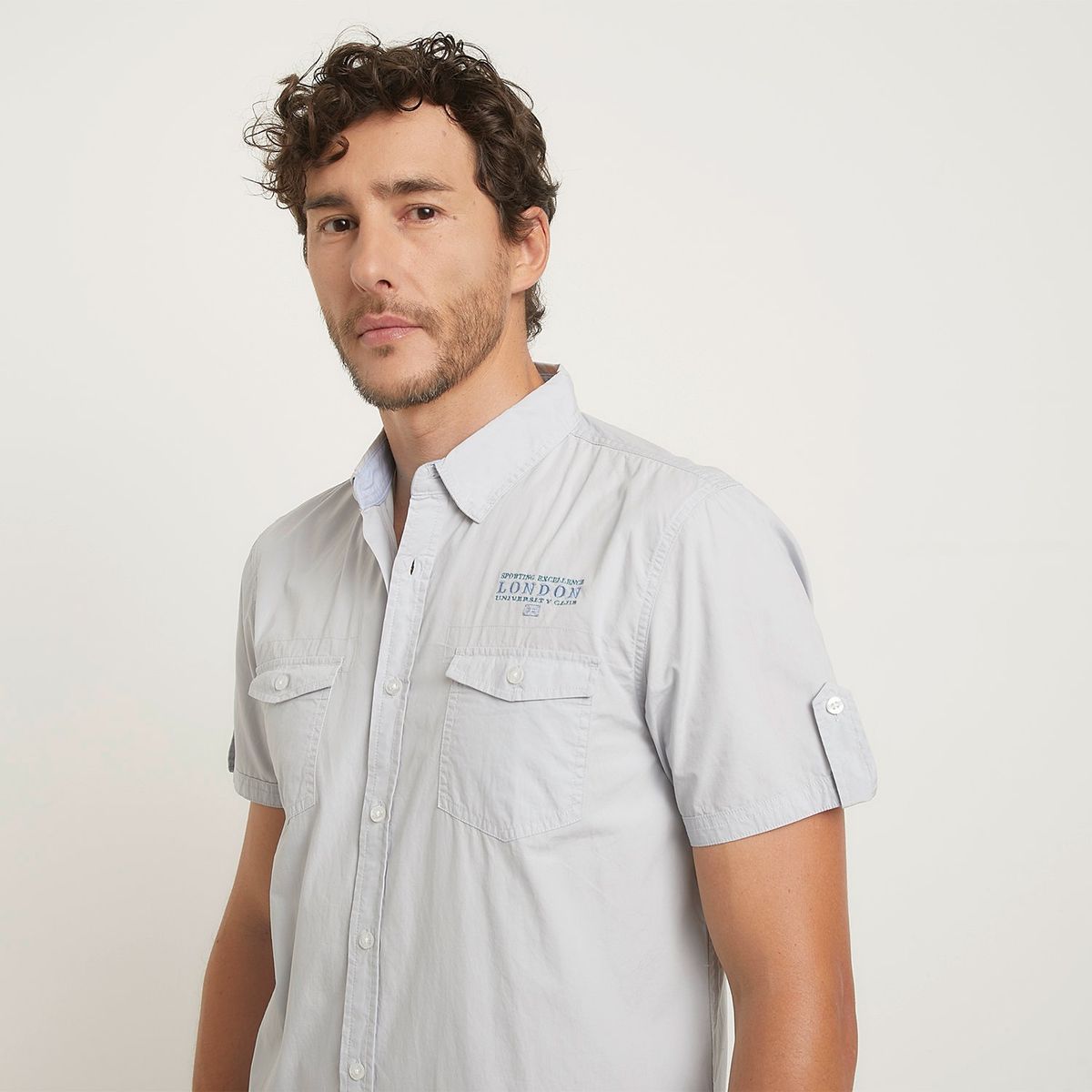 UNIVERSITY CLUB - Camisa Hombre Manga corta Slim de Algodón University Club