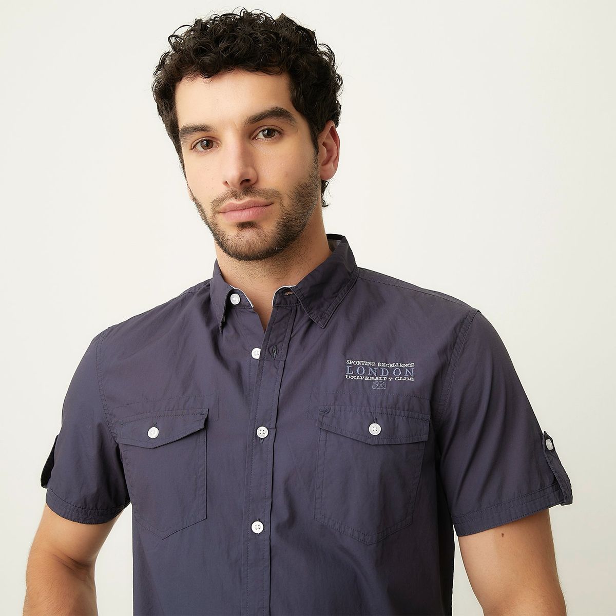 UNIVERSITY CLUB - Camisa Hombre Manga corta Slim de Algodón University Club