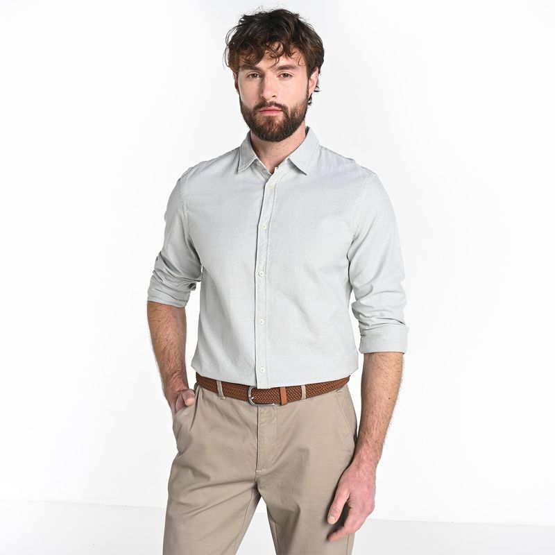 BASEMENT - Camisa Hombre Manga larga de Algodón Basement