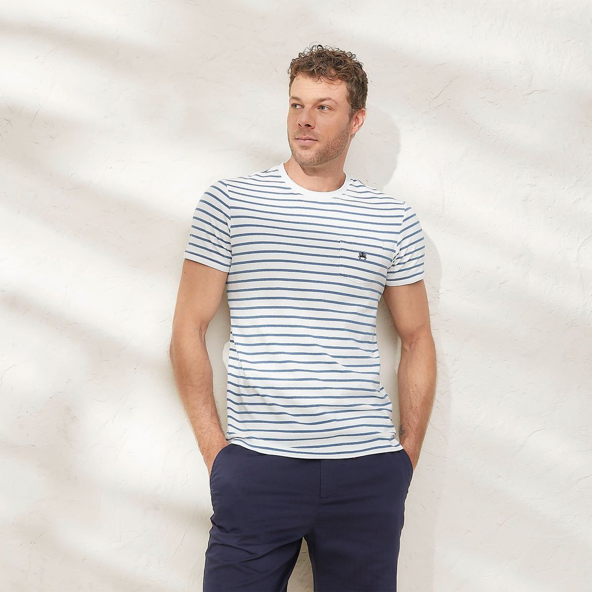 CASCAIS - Camiseta Hombre de Rayas Manga corta de Algodón Cascais.