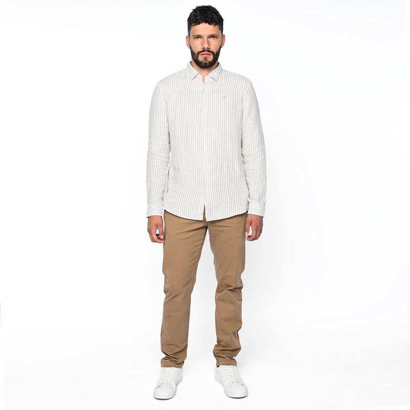 WOLF & HANK - Camisa Hombre Manga larga Slim de Lino Wolf & Hank