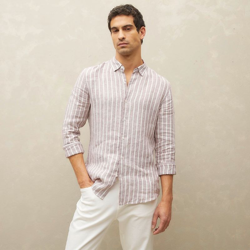 WOLF & HANK - Camisa Hombre Manga larga Slim de Lino Wolf & Hank
