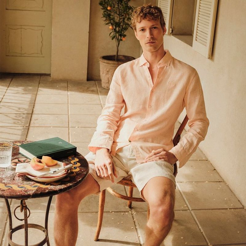 LA MARTINA - Camisa Hombre Manga larga Slim de Lino La Martina