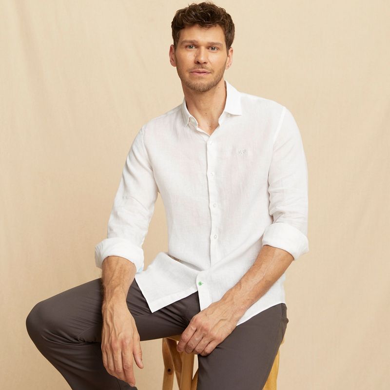 LA MARTINA - Camisa Hombre Manga larga Slim de Lino La Martina