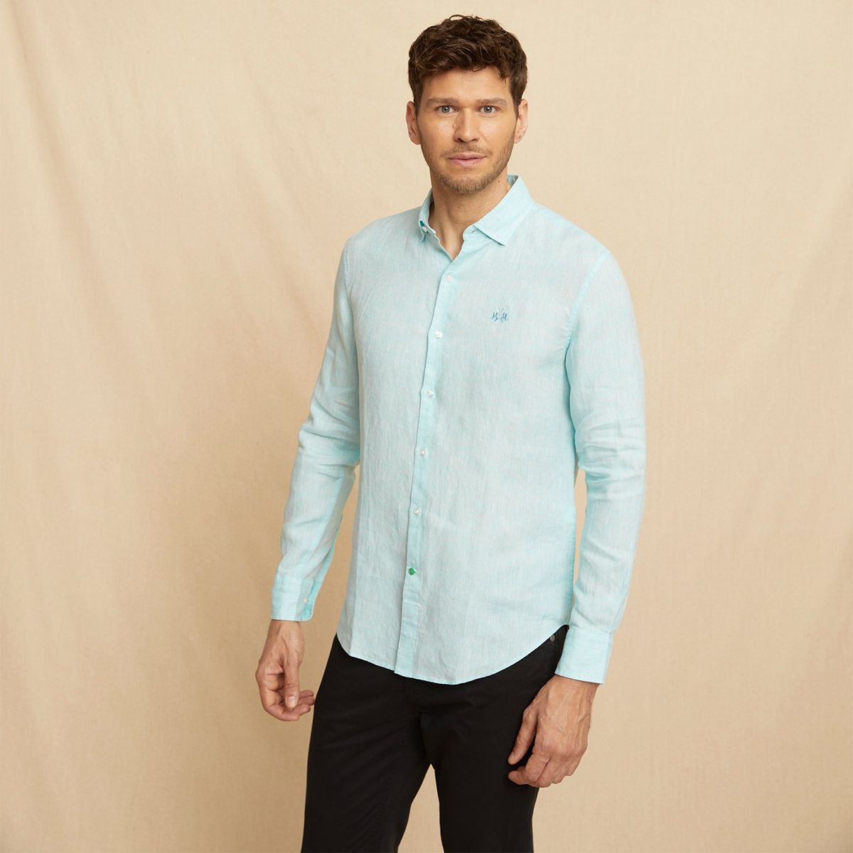 LA MARTINA - Camisa Hombre Manga larga Slim de Lino La Martina