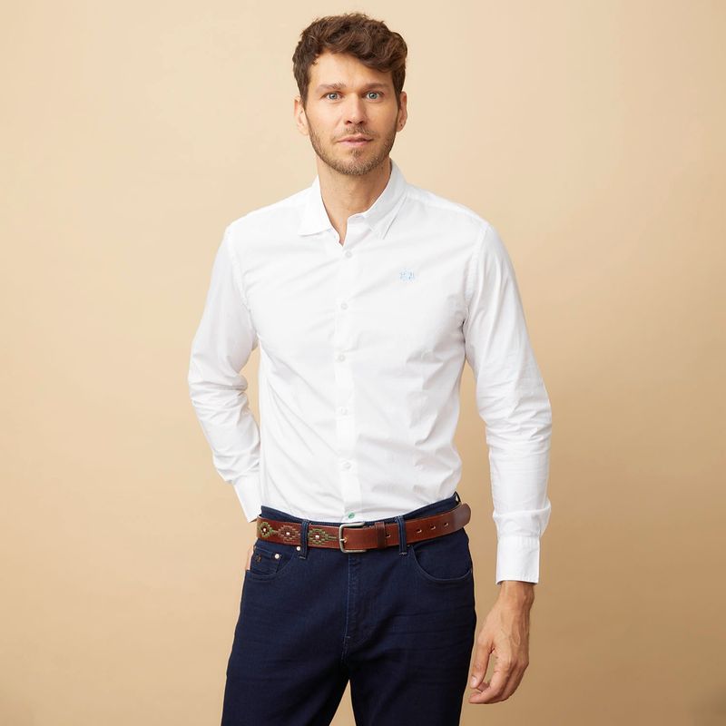 LA MARTINA - Camisa Hombre Manga larga Slim de Algodón La Martina