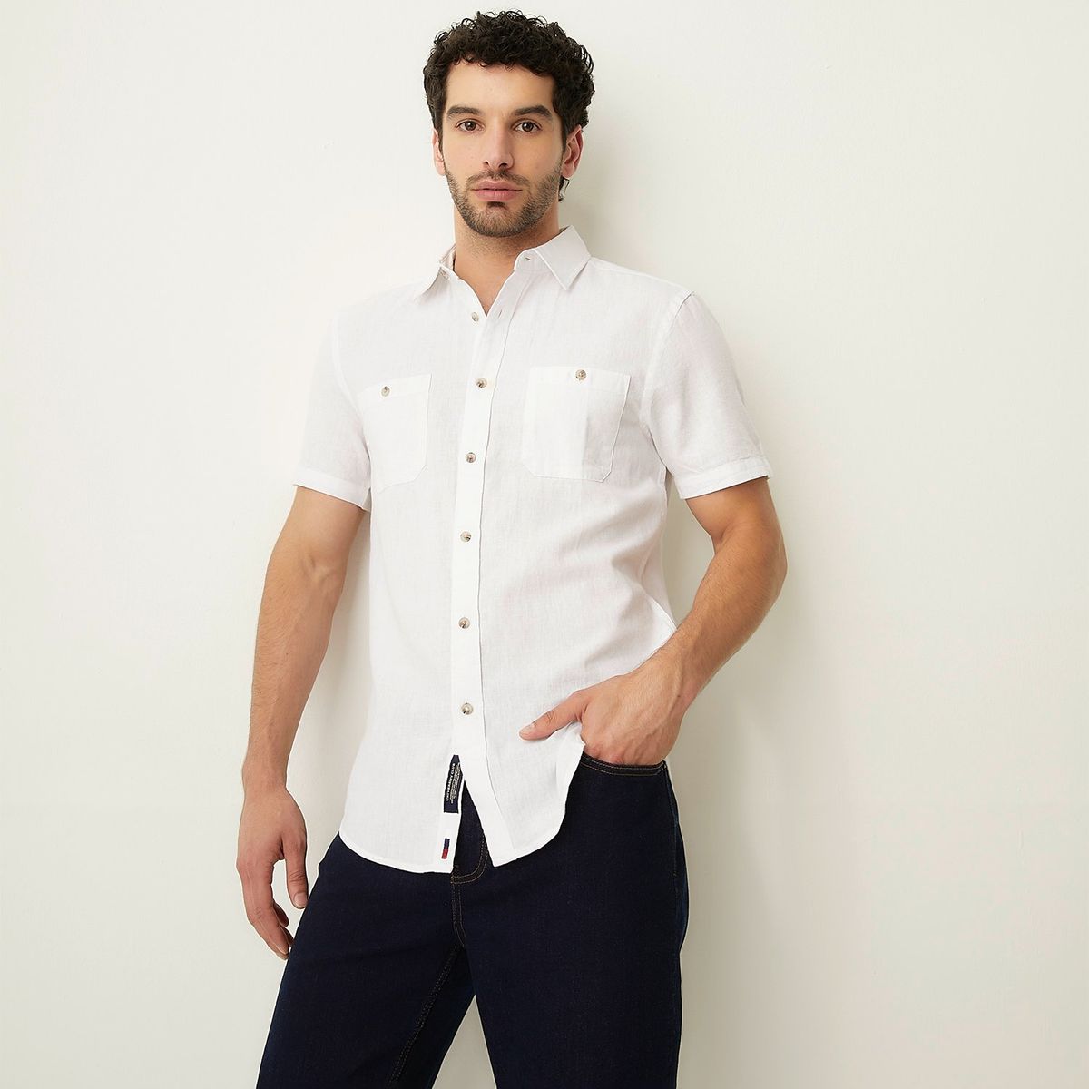 UNIVERSITY CLUB - Camisa Hombre Manga corta Slim de Lino University Club