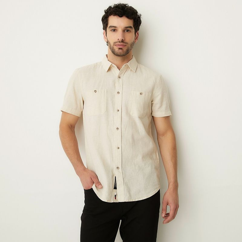UNIVERSITY CLUB - Camisa Hombre Manga corta Slim de Lino University Club