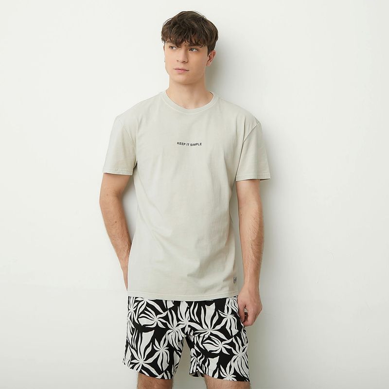 BEARCLIFF - Camiseta Hombre Manga corta Con Estampado de Algodón Bearcliff