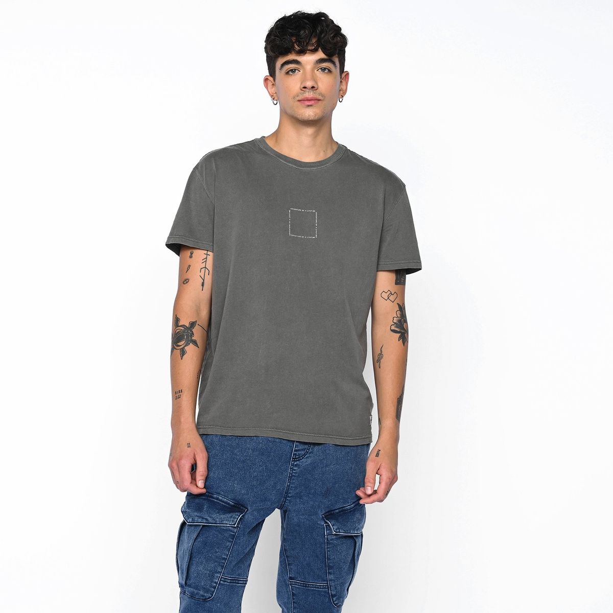 BEARCLIFF - Camiseta Hombre Manga corta Con Estampado de Algodón Bearcliff