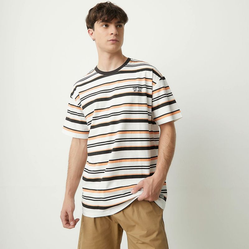BEARCLIFF - Camiseta Hombre Manga corta De Rayas de Algodón Bearcliff