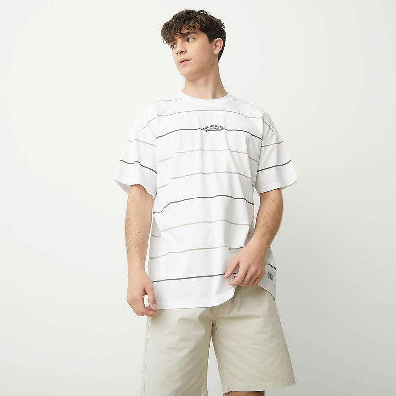 BEARCLIFF - Camiseta Hombre Manga corta De Rayas de Algodón Bearcliff