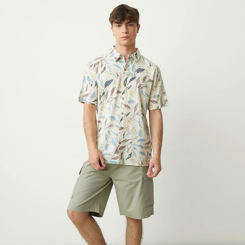 BEARCLIFF - Camisa Hombre Con Estampado Manga corta Regular en Algodón Bearcliff