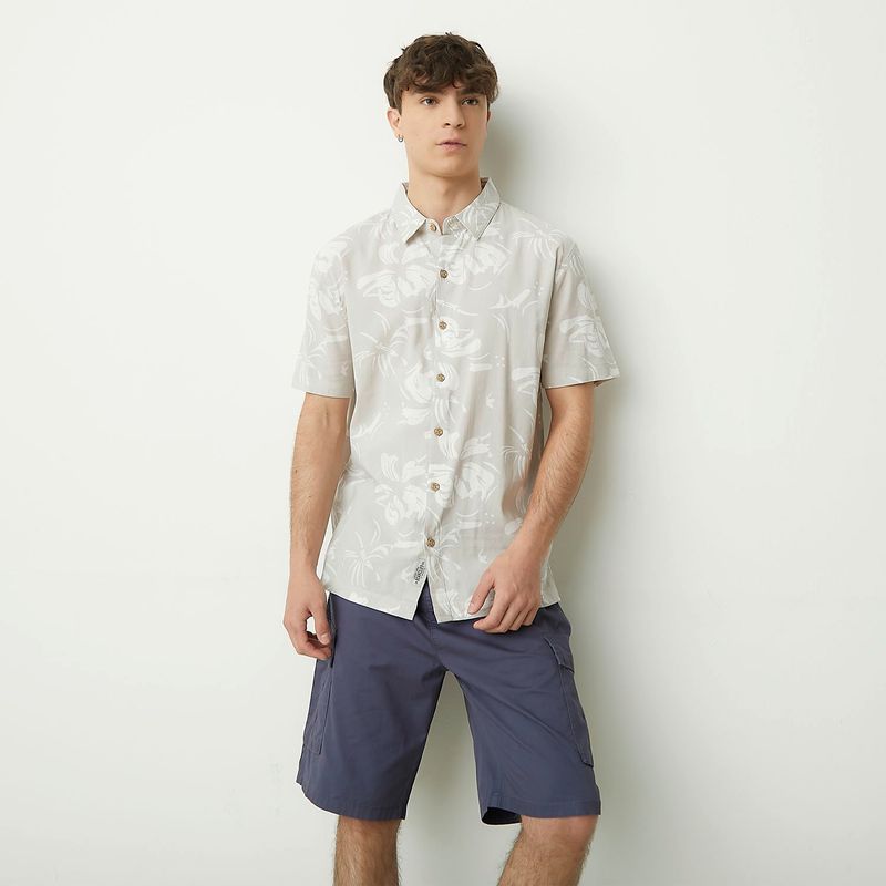 BEARCLIFF - Camisa Hombre Con Estampado Manga corta Regular en Algodón Bearcliff